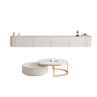 Mueble de televisión con luces LED, juego de mesa de centro moderno y simple para sala de estar, soporte de televisión de madera maciza