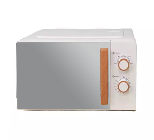 Four à <span class=keywords><strong>micro</strong></span>-ondes mécanique rétro 700W 5 niveaux de puissance Miroir en verre Fonction solo Poignée en bois 20L - Product Image 2