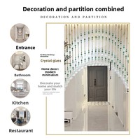 Nouveau rideau suspendu en perles de verre vert paon avec style et motifs sculptés, idéal pour les entrées, les chambres et les portes des toilettes