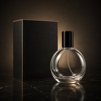 Emballage de luxe personnalisé, flacon de parfum rond en verre transparent, 30 ml, 50 ml, 100 ml, bouchons à vis, compte-gouttes, gravure disponible
