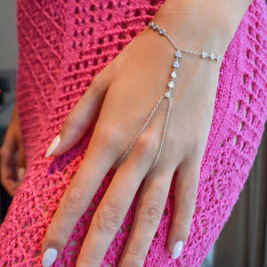 Nueva joyería <span class=keywords><strong>esclava</strong></span> 5A bisel en forma de corazón Cubic <span class=keywords><strong>Zirconia</strong></span> CZ Sparking lujo moda mujer pulsera <span class=keywords><strong>con</strong></span> anillo - Product Image 2