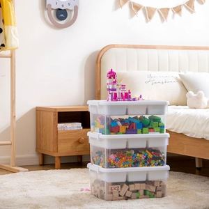 17 QT <b>Plastic</b> Storage Box with Building Baseplate Lid Stackable <b>Clear</b> <b>Container</b> for Organizing Lego Storage Box Wi - Product Image 1