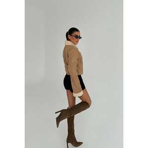 Chaqueta de Felpa para Mujer Color Bronceado - Product Image 1