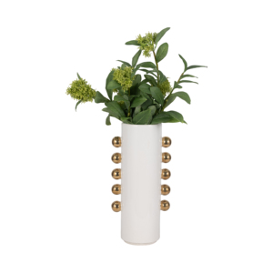 Vaso cilindrico in ceramica con pomelli dorati, decorazione moderna per soggiorno, camera da letto, ufficio - Product Image 2
