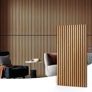 Panneau mural acoustique en bois de luxe, panneau décoratif en MDF PET à lattes <span class=keywords><strong>pour</strong></span> stand d'exposition et mur d'affichage - Product Image 1