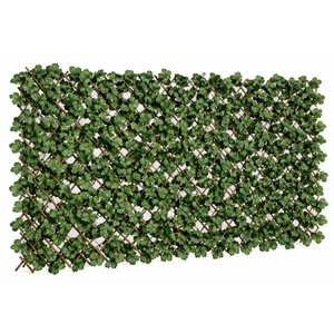 Artificial Hedge with <b>Leaves</b> on Expandable Trellis 100x200cm Natural Wood Trellis for Privacy Garden Decor - Product Image 1