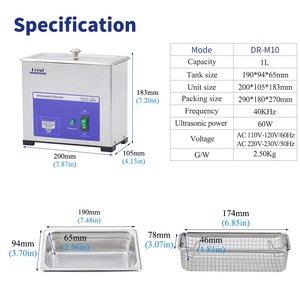 <span class=keywords><strong>Nettoyeur</strong></span> à ultrasons portable domestique <span class=keywords><strong>1L</strong></span> pour laver le matériel de prothèse dentaire de brosse à dents de bijoux - Product Image 4