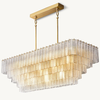 Lustre en verre fumé au design moderne et luxueux américain, décoration intérieure, luminaire suspendu chromé, rectangulaire, lampes suspendues pour salle à manger