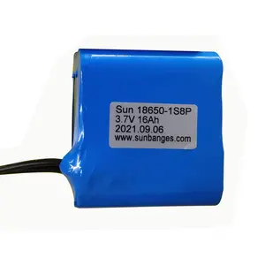 SUNB 3.7V Lithium Ion Battery Pack 1S8P 3.7V 16Ah Rechargeable Battery with 16 Battery Cell and BMS
