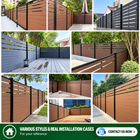 Clôture semi-privée en WPC gris anthracite, imperméable, design européen moderne, pour jardin extérieur, en composite à lattes