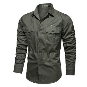 Camisa de <span class=keywords><strong>Hombre</strong></span> para Primavera, Talla Grande, Holgada, de Algodón Transpirable, de Alta Calidad, para Uso Diario Informal, de Color Sólido - Product Image 2