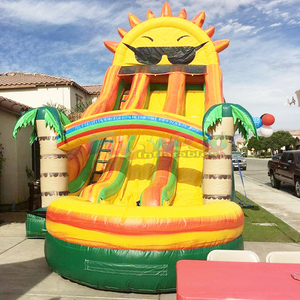 Dual lane kids outdoor party jumpers waterslide bounce <b>house</b> sunshine paradise commercial <b>inflatable</b> water slide pvc - Product Image 3