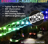 Lampe fouet LED RGB d'avertissement de sécurité, étanche IP67, flexible et haute visibilité, pour UTV, VTT, buggy, tout-terrain, conduite de nuit sur dunes