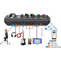 Table de Mixage Streaming, Carte Son Audio de Diffusion pour Podcast et Jeu, Mixeur Audio MIC avec Microphone F998 pour PC de Streaming