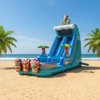 Glissade aquatique gonflable personnalisée Moonwalk en PVC Tiki Tovi avec piscine pour les fêtes d'enfants en intérieur et en extérieur