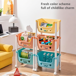 Organiseur de jouets pour enfants, armoires de rangement, meubles pour enfants, étagères en plastique pour bébés, supports et étagères de rangement de <span class=keywords><strong>cuisine</strong></span> avec roulettes - Product Image 3
