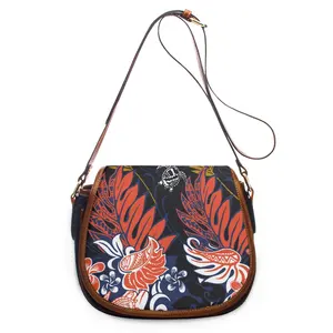 Bolsa de ombro com logotipo personalizado polinésia, bolsa de folhas plumeria monstera com padrão tropical quente, bolsa feminina personalizada de pequena capacidade