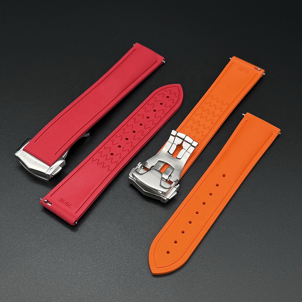 High Quality SportWatchband 20/21/22mm High-tensile Strength Luxury 18/19/23/24mm FKM Rubber Watch Strap Sailcloth Texture