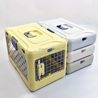 Boîte de transport pliable pour animaux de compagnie à quatre roues avec fermeture à bouton, en plastique, écologique, gain de place, pour voiture, avec fenêtre transparente, vente en gros