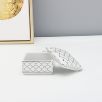 BR024S-powder boîte en céramique 3.93 pouces carré bébé naissance cadeau boîte coiffeuse bibelot bijoux boîtes de rangement