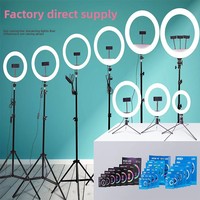 Lampu Ring Light Tiga Warna untuk Live Streaming 10-inci 12-inci 13-inci 14-inci 18-inci 22-inci, Lampu Selfie untuk Fotografi Kecantikan