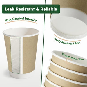 Gobelet à café jetable en carton ondulé double paroi biodégradable personnalisé pour compagnies aériennes, avec couvercle - Product Image 4