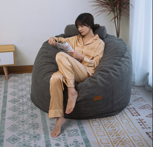 Canapé pouf moderne surdimensionné en velours, une place, avec mousse à mémoire de forme, hauteur réglable, design confortable pour salon familial - Product Image 3