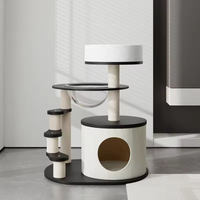 FEITU Vente en Gros Fournitures pour Animaux de Compagnie Arbre à Chat de Luxe Moderne en Bois Intérieur Extérieur avec Griffoir et Maison
