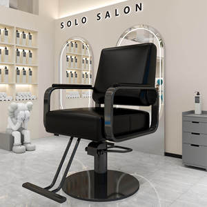 Sillón de Peluquería de Alta Gama, Giratorio y con Altura Ajustable, de Acero Inoxidable y Metal Negro - Product Image 4