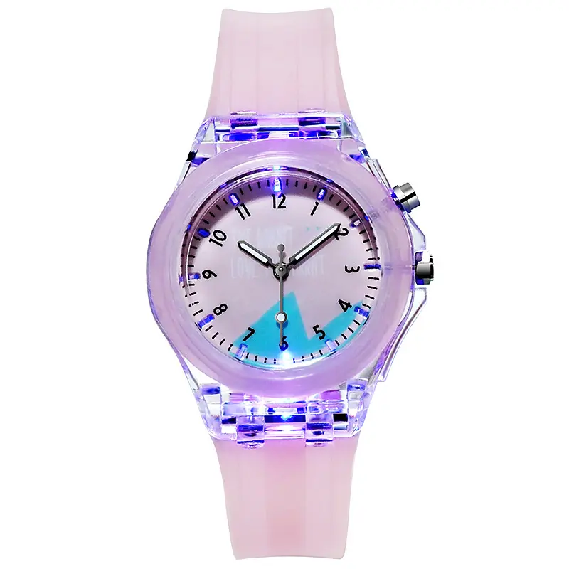 Hot Selling Lichtgevende Kinderen Horloge Kleurrijke Quartz Student Groothandel Kleurrijke Jelly Polshorloge