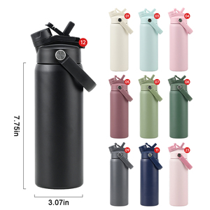 Bouteille d'eau isotherme à double paroi sous vide de 24 <span class=keywords><strong>oz</strong></span> avec logo personnalisé, anti-fuite, pour le sport, l'école et les voyages, avec couvercle <span class=keywords><strong>2</strong></span>-en-<span class=keywords><strong>1</strong></span> à bec verseur et paille - Product Image 3