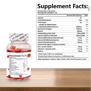 Complément alimentaire beauté OEM éclaircissant blanchissant végétalien sans gluten bonbons gélifiés collagène L-glutathion vitamine folate pour adultes - Product Image 2