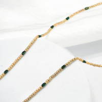 AU750 18K or pur couleur verte pierre chaîne collier PCX bijoux en gros véritable 18K jaune solide chaîne à maillons en or pour cadeau