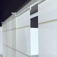 Persianas Enrollables Motorizadas Eléctricas Integradas con Paneles Deslizantes Semiopacos, Color Negro, Material de Poliéster, Patrón Vertical Liso