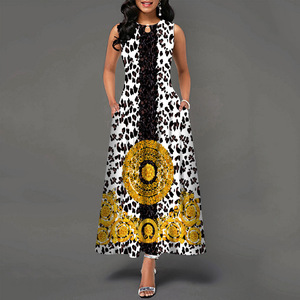 5XL taglie forti stampati senza maniche eleganti abiti <span class=keywords><strong>Maxi</strong></span> da donna OC703 - Product Image 6