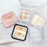 Vente en gros boîte d'emballage vide pour faux ongles boîte d'embout d'ongle en acrylique transparent forme carrée de stockage noir