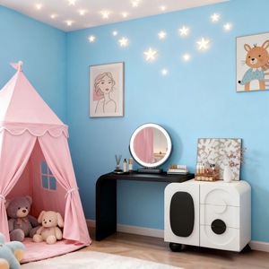 Makeup Vanity <b>Table</b> With Drawers Wood Top Modern Design For Bedroom Adults And Children - Product Image 4
