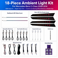 Kit d'éclairage d'ambiance Xenplus 12V pour Mercedes-Benz Classe C W204 2010-2014 Quatre Portes Chaîne d'étoiles 18 Lumières Décor Arc-en-ciel