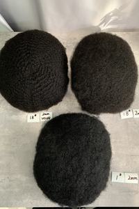 H360 Toupet Afro pour <span class=keywords><strong>Homme</strong></span> Noir 100% Cheveux Humains Système de Remplacement de Cheveux Taille 8x10 Base en PU 8mm Expédition Rapide - Product Image 6