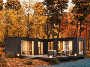 Casetta Prefabbricata <span class=keywords><strong>in</strong></span> Acciaio con Design Moderno per Vacanze e Uso Esterno <span class=keywords><strong>in</strong></span> Foresta, con Soggiorno e Bagno - Product Image 2