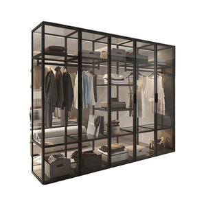 <span class=keywords><strong>Armadio</strong></span> con <span class=keywords><strong>Porte</strong></span> <span class=keywords><strong>Scorrevoli</strong></span> in Vetro Temperato e Lega di Alluminio per Camera da Letto, Cabina <span class=keywords><strong>Armadio</strong></span> dal Design Moderno e Semplice, Mobile per la Conservazione dei Vestiti - Product Image 1