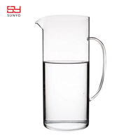 Vente flash d'été : Pichet en verre transparent de 2 L fait à la main, sans plomb, avec poignée