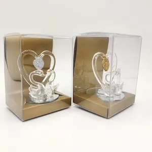 Vente en gros d'artisanat d'animaux de cygne en cristal d'amour pour cadeau de Saint-Valentin de mariage romantique