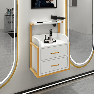 Armoire à outils de barbier moderne minimaliste en métal, station de travail de coiffure spécifique aux salons, murale, pour la coiffure - Product Image 2