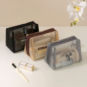 Large Capacity Nylon Mesh Cosmetic Bag Travel <b>Storage</b> with Zipper Closure <b>for</b> <b>Makeup</b> <b>Storage</b> - Product Image 2