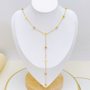 Collar de Cruz <span class=keywords><strong>en</strong></span> Acero Inoxidable Chapado <span class=keywords><strong>en</strong></span> Oro de 18K con Circonitas para Mujer - Product Image 4