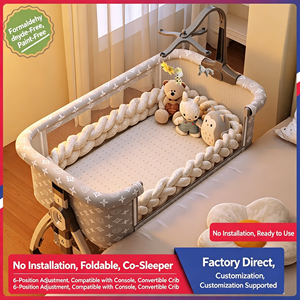 <span class=keywords><strong>Lit</strong></span> bébé convertible avec fonction berceuse, moustiquaire, design pliable et hauteur réglable pour nouveau-nés - Product Image 5
