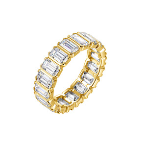 Anillo de Eternidad con Moissanita Corte Esmeralda de 0.5CT, Color D, VVS, Plata de Ley 925, Joyería Amarilla para <span class=keywords><strong>Mujer</strong></span>, Regalos - Product Image 5