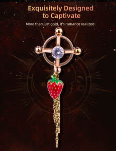 Pinces à tétons décoratives en zircon <span class=keywords><strong>doré</strong></span> pendentif de baie de rosée doux SM douleur vis Phillips pince à téton en acier inoxydable jouets sexuels pour adultes - Product Image 3