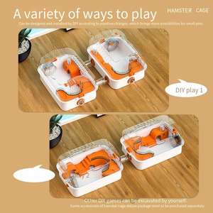 <span class=keywords><strong>Cage</strong></span> à <span class=keywords><strong>hamster</strong></span> surdimensionnée en plastique, design ours doré, facile à nettoyer, ventilée, respirante, style dessin animé pour cobaye, écureuil - Product Image 5